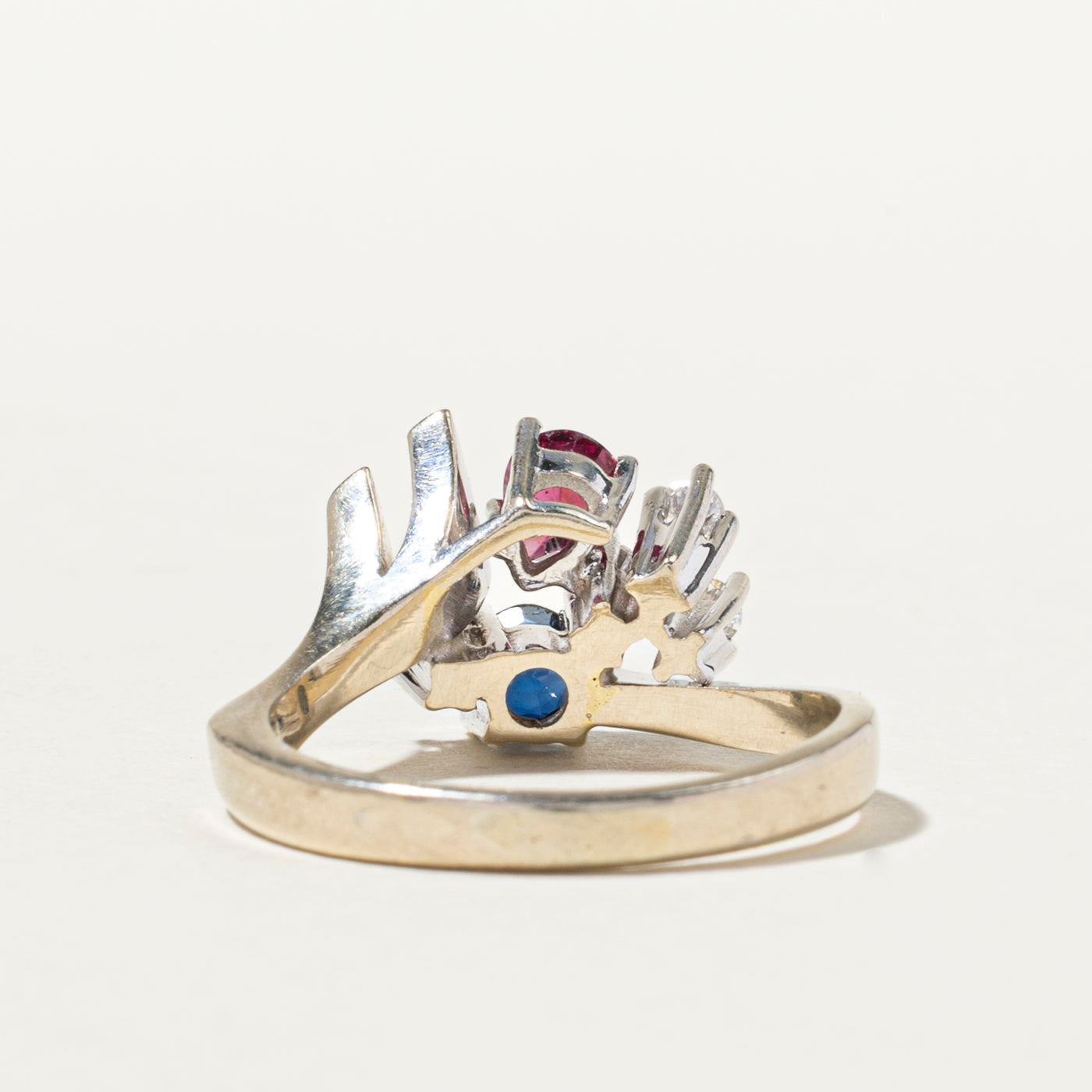 Sapphire, Ruby & Diamond Cocktail Ring | 0.64ctw, 0.16ctw | SZ 7.25