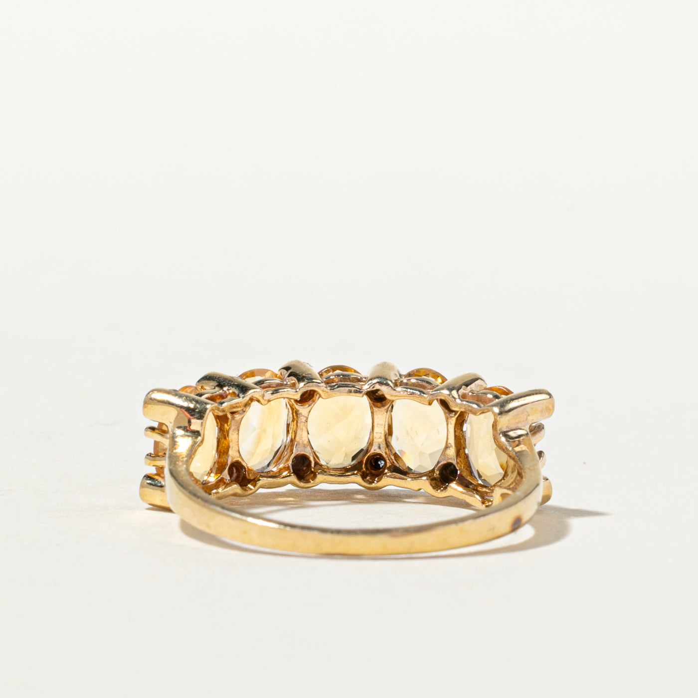 Five Stone Citrine & Diamond Cocktail Ring | 1.71ctw, 0.06ctw | SZ 7
