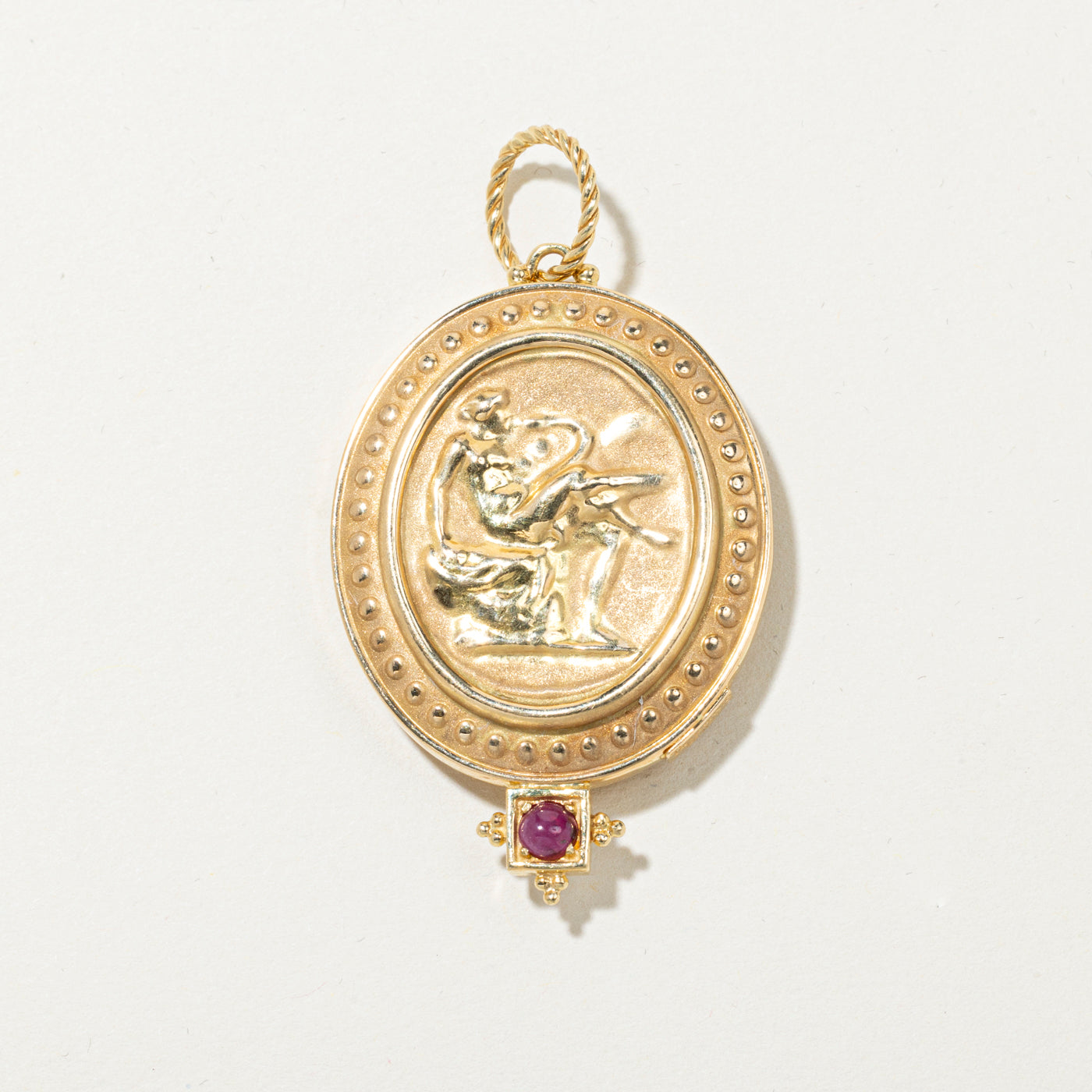 'Tagliamonte' Ruby & Pearl Etched Glass Pendant | 0.29ct