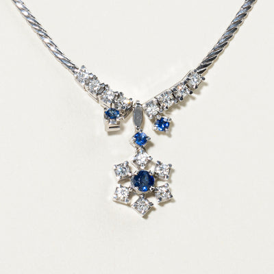 Sapphire & Diamond Snowflake Necklace | 0.60ctw, 0.81ctw | 17.5