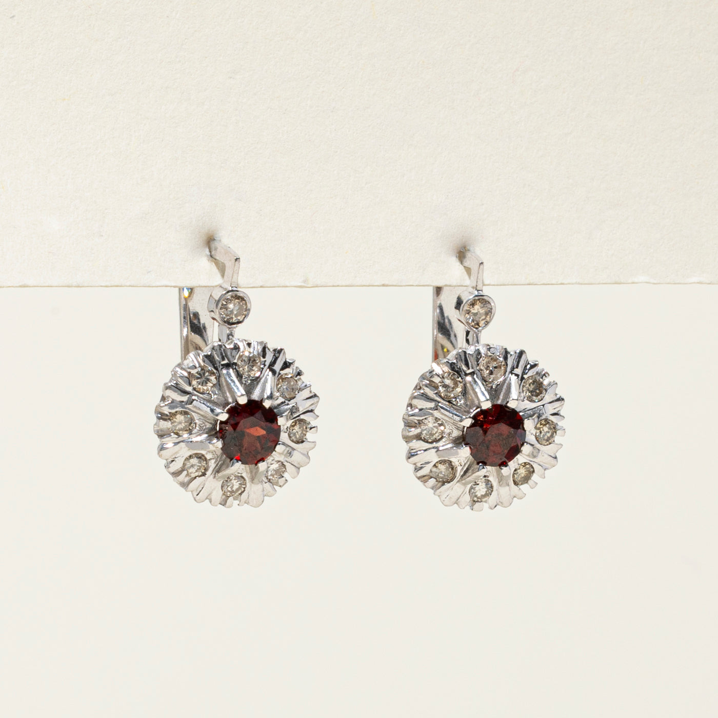 Garnet & Diamond Stud Earrings | 1.33ctw, 0.59ctw