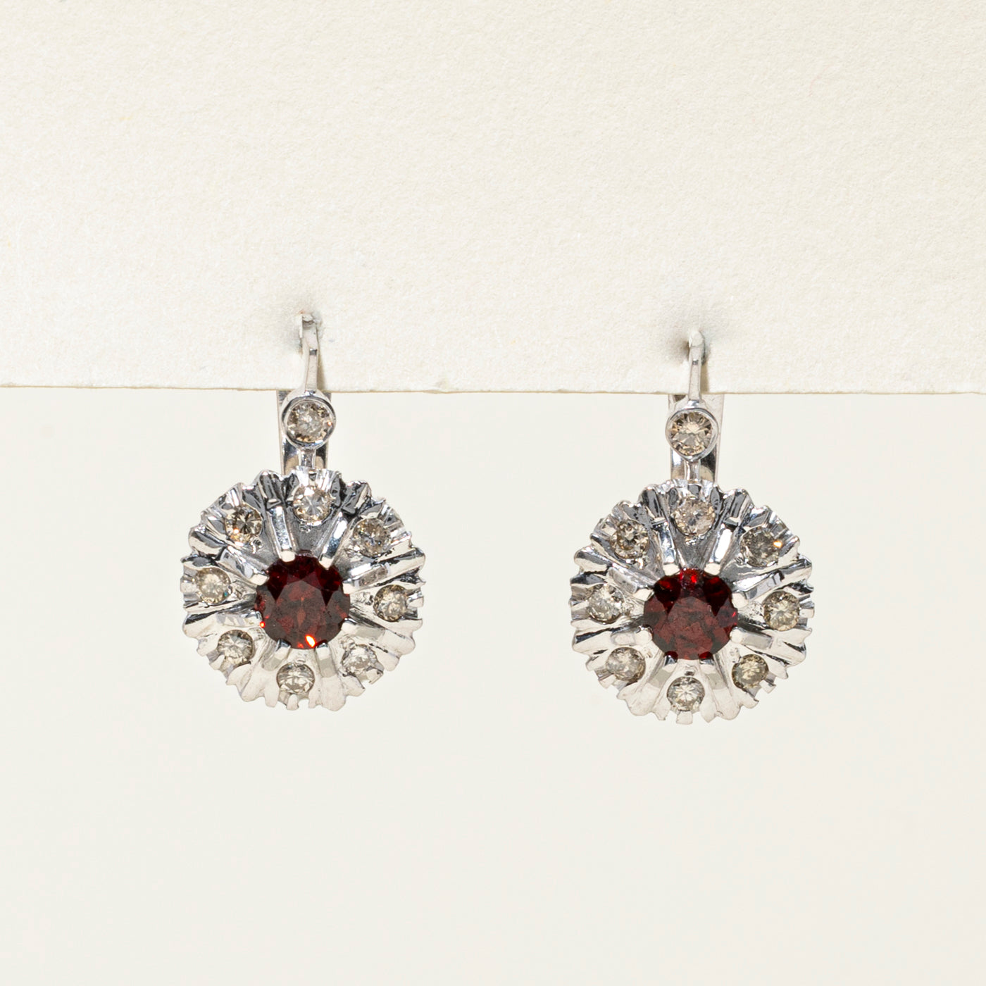 Garnet & Diamond Stud Earrings | 1.33ctw, 0.59ctw