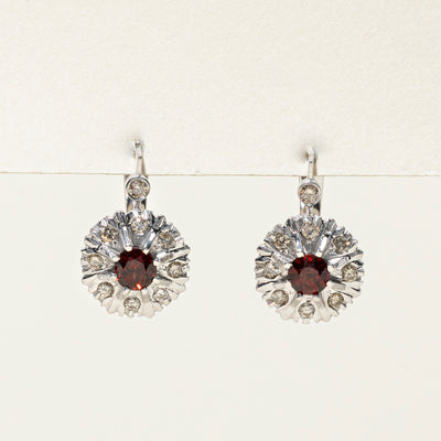 Garnet & Diamond Stud Earrings | 1.33ctw, 0.59ctw