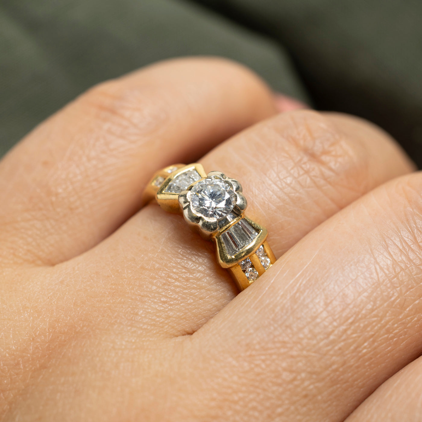 Diamond Bow Design Engagement Ring | 1.05ctw | SZ 7.5