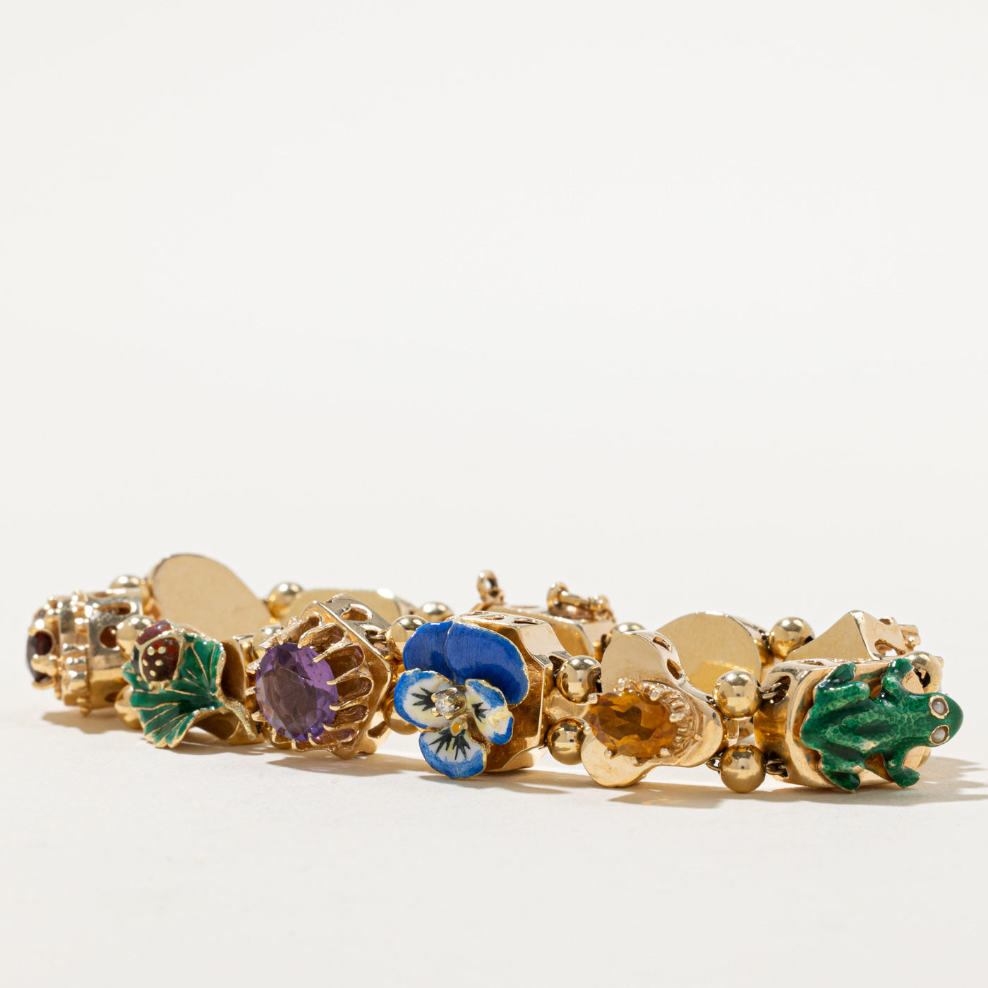 Multi Gemstone Nature Motif Sliding Charm Bracelet | 5.09ctw | 7"