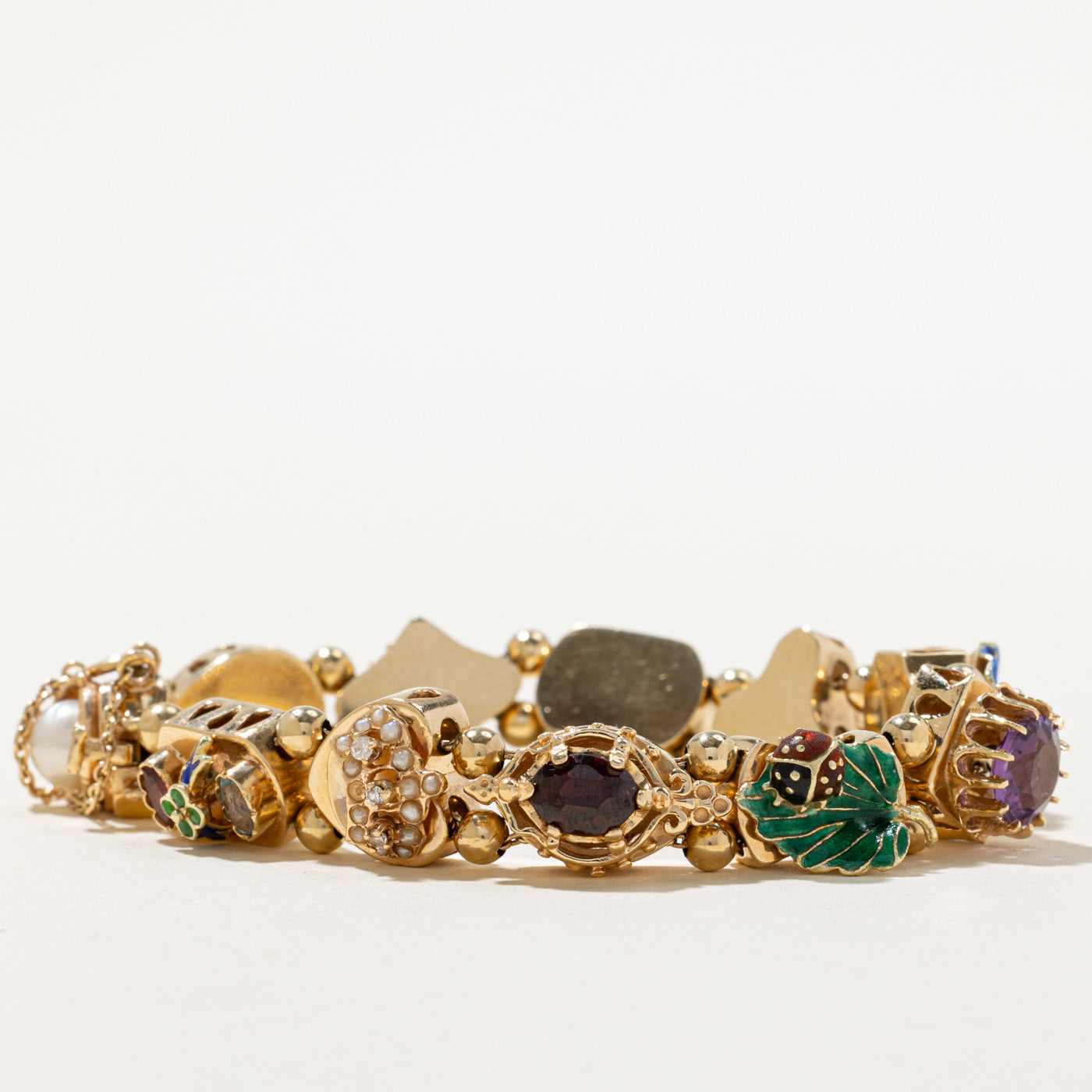 Multi Gemstone Nature Motif Sliding Charm Bracelet | 5.09ctw | 7"