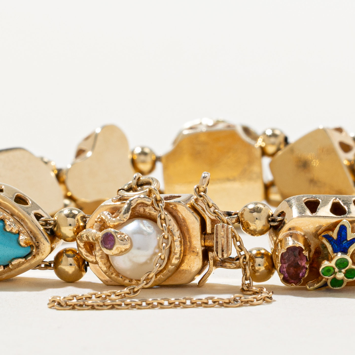 Multi Gemstone Nature Motif Sliding Charm Bracelet | 5.09ctw | 7"