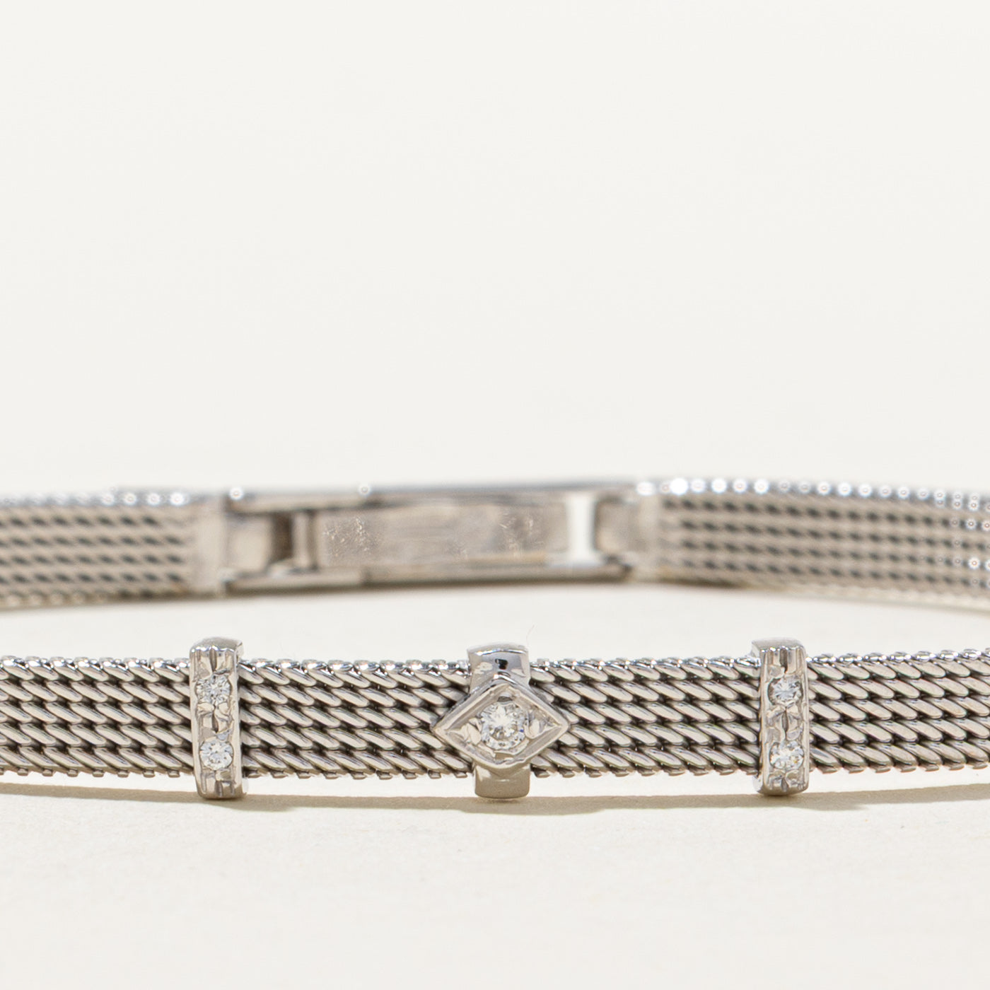 Diamond Rope Textured Strap Bracelet | 0.15ctw | 7.5"