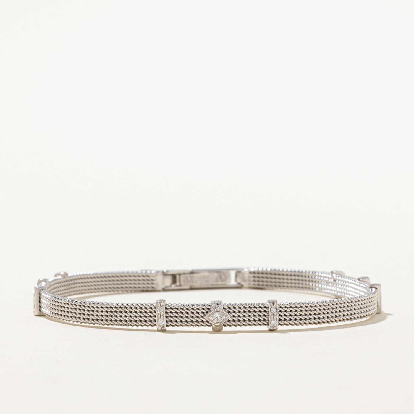 Diamond Rope Textured Strap Bracelet | 0.15ctw | 7.5"