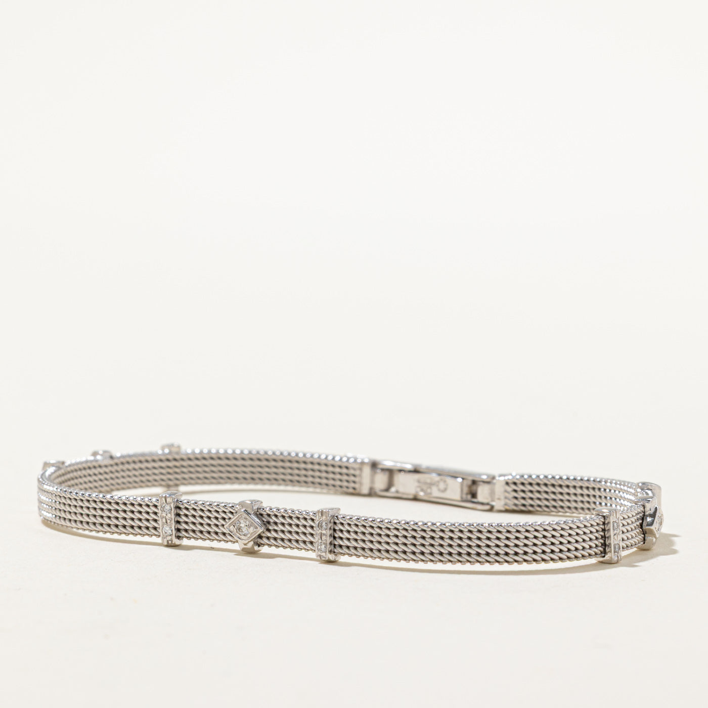 Diamond Rope Textured Strap Bracelet | 0.15ctw | 7.5"