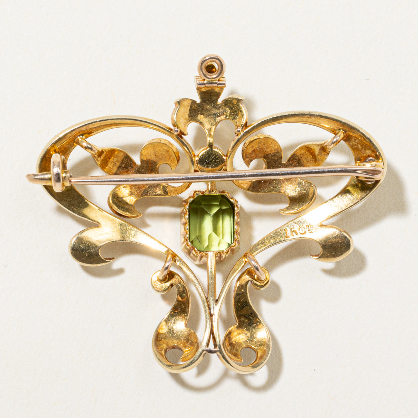 Art Nouveau Peridot & Seed Pearl Convertible Brooch & Pendant | 2.00ct