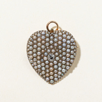 Edwardian Old Mine Cut Diamond & Seed Pearl Convertible Pendant & Brooch | 0.12ct