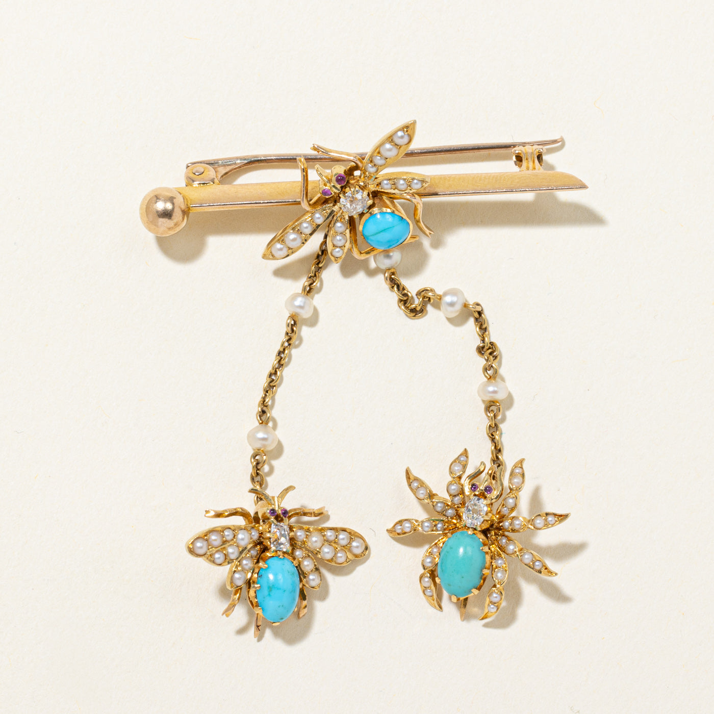 Antique Multi Gemstone Insect Motif Brooch | 2.21ctw