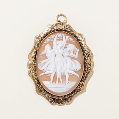 Three Graces Shell Cameo Convertible Pendant & Brooch | 20ct |