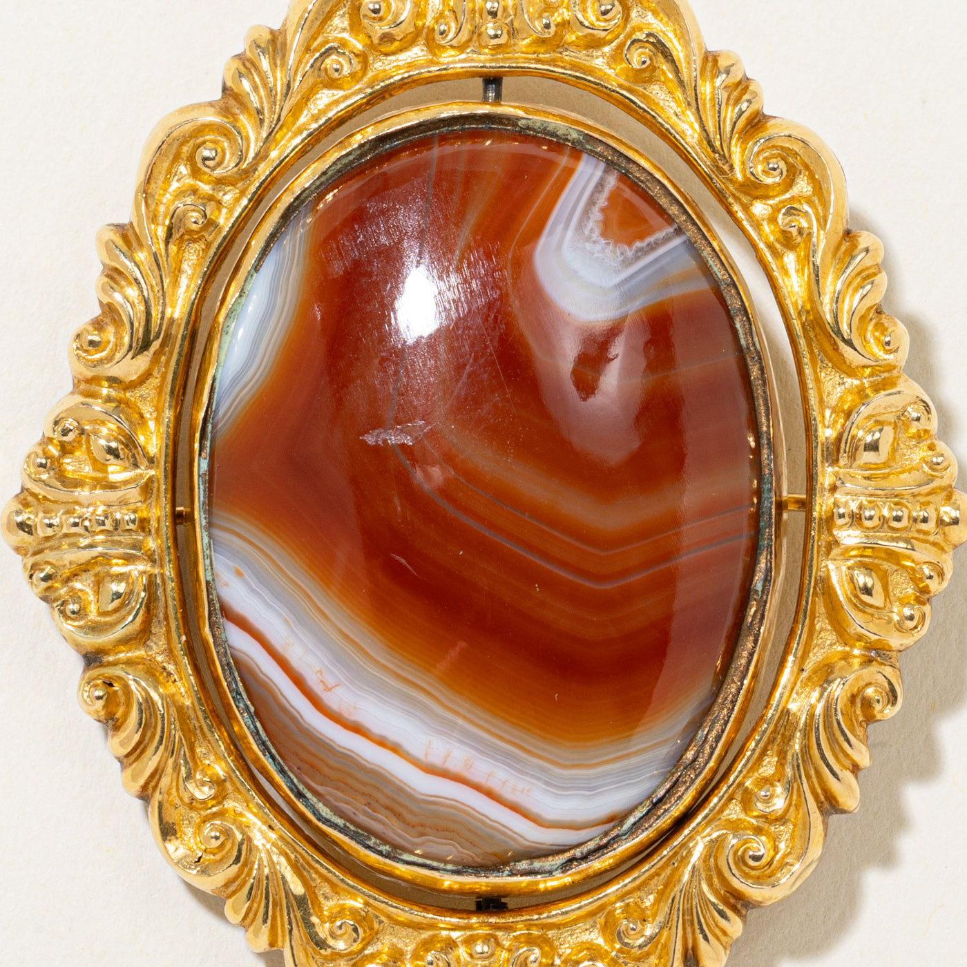 Victorian Banded Agate & Portrait Brooch | 60.00ct