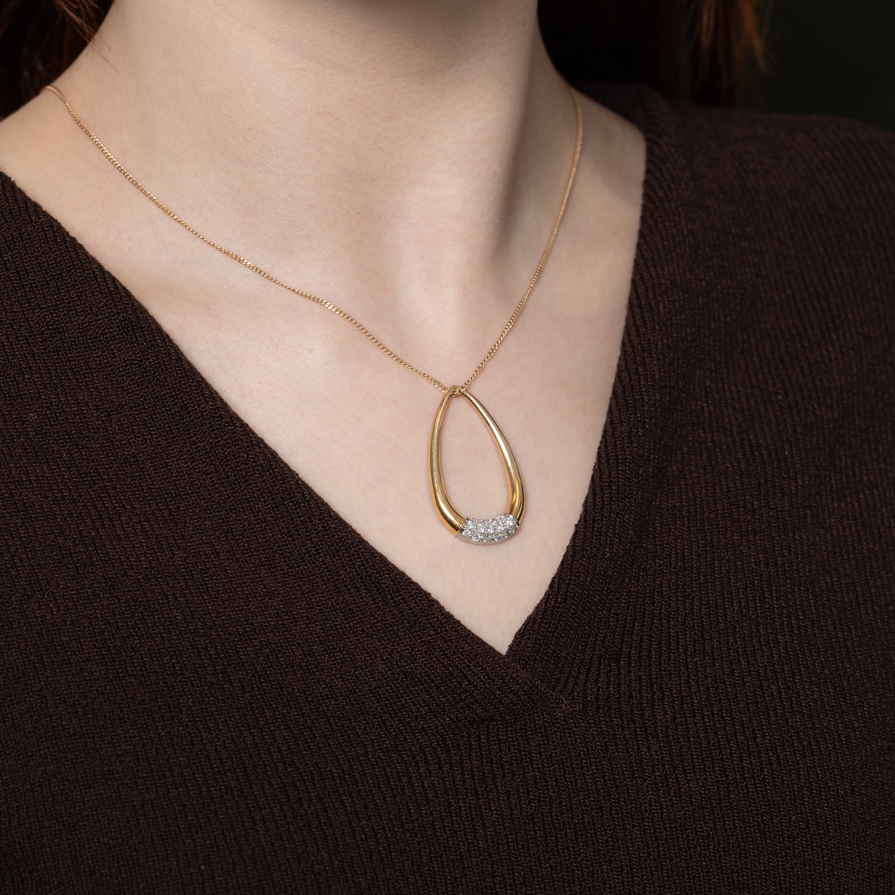 Diamond Open Pear Shaped Pendant | 0.53ctw