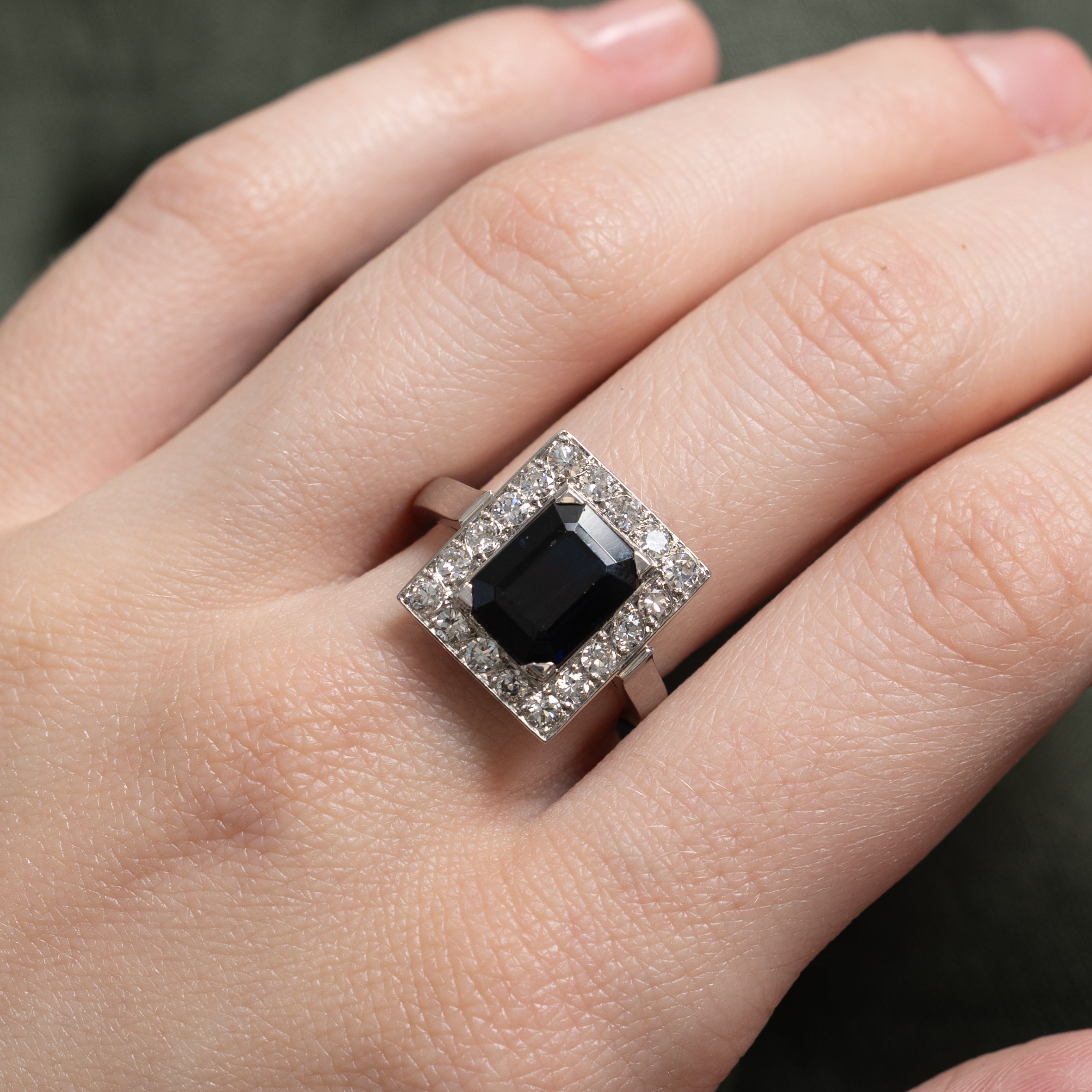 French Hallmarked Diamond & Sapphire Ring | 0.90ctw | 3.35ct | SZ 7