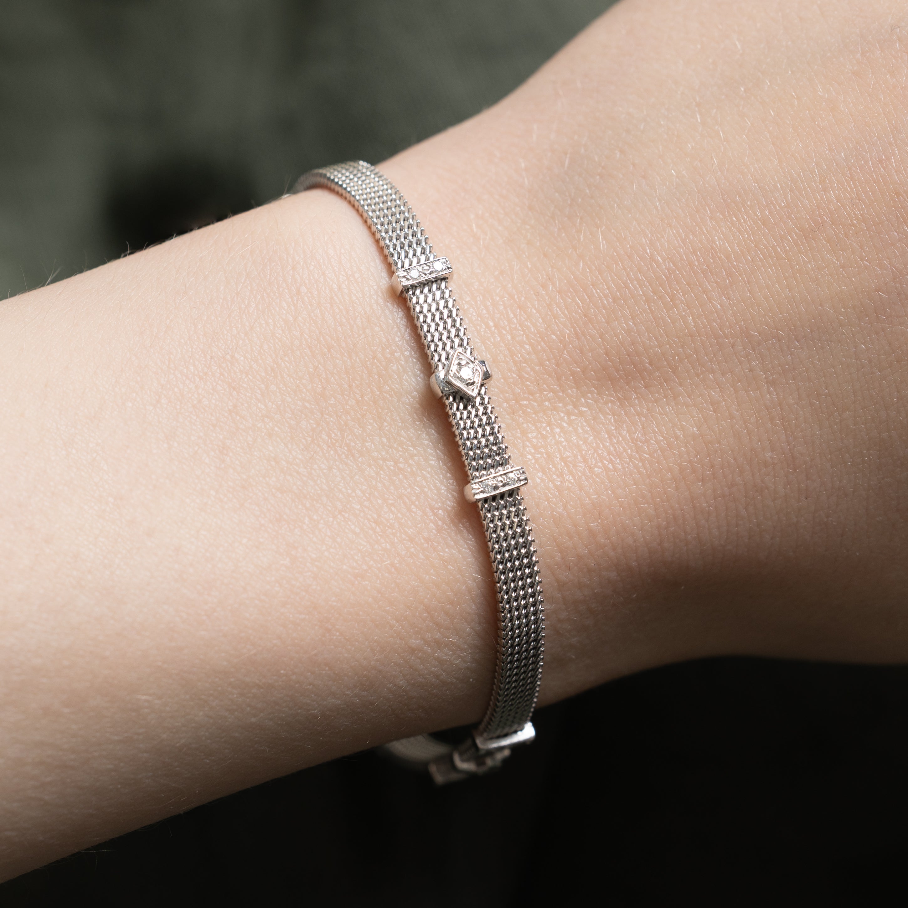 Diamond Rope Textured Strap Bracelet | 0.15ctw | 7.5"