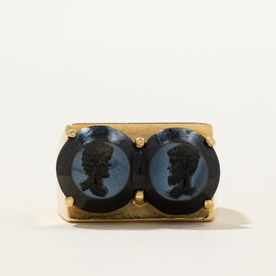 Carved Onyx Intaglio Ring | 12.00ctw | SZ 9.75
