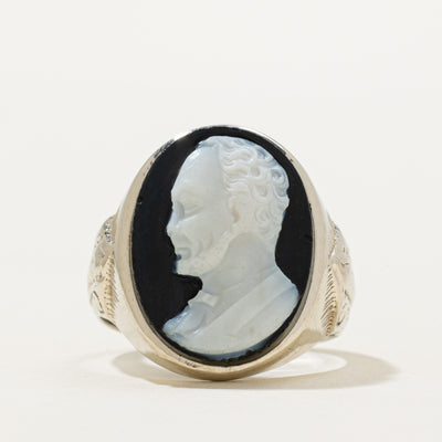 Black & White Onyx Cameo Ring | 7.00ct | SZ 8.75
