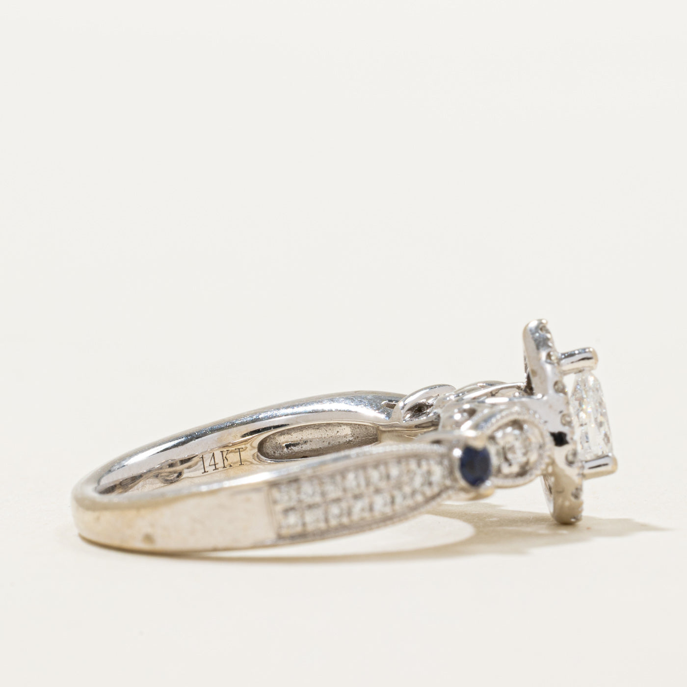 'Vera Wang' Love Collection Diamond & Sapphire Engagement Ring | 0.50ctw, 0.14ctw | SZ 6