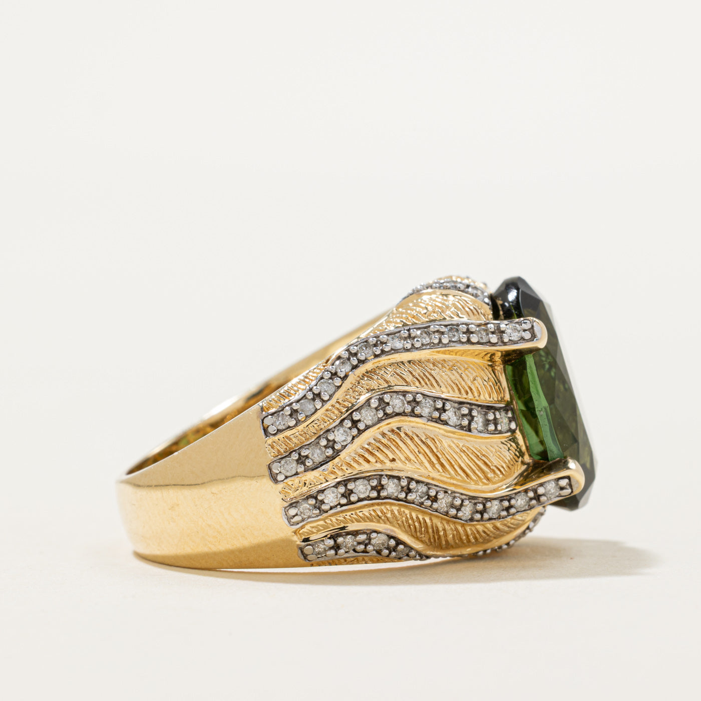 Tourmaline & Diamond Cocktail Ring | 9.50ct, 0.50ctw | SZ 9.25