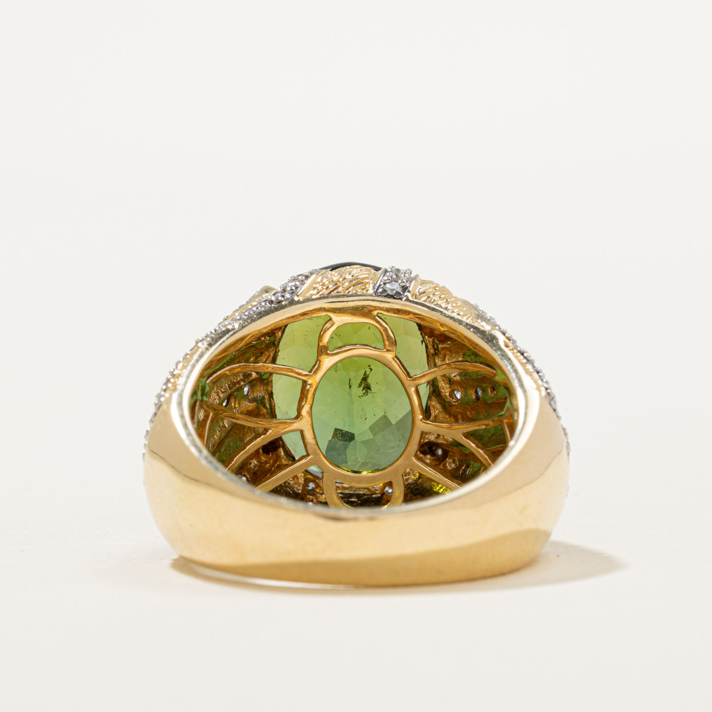 Tourmaline & Diamond Cocktail Ring | 9.50ct, 0.50ctw | SZ 9.25