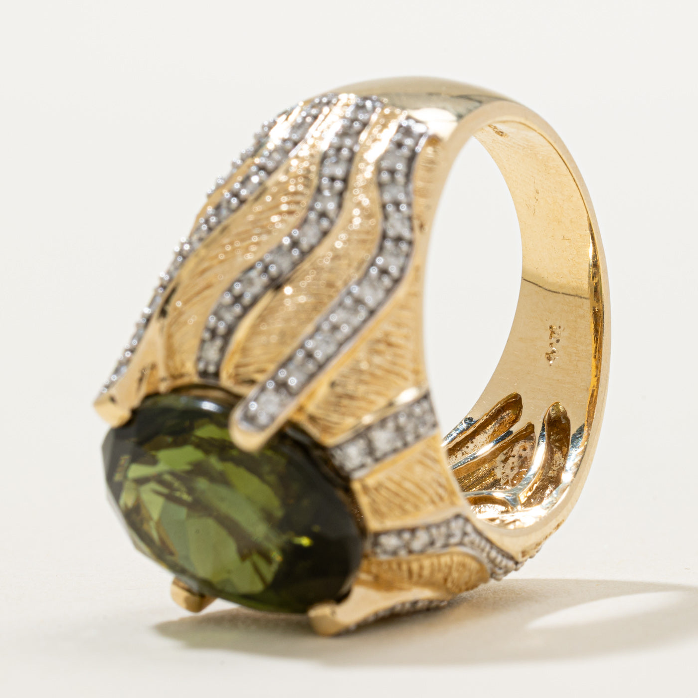 Tourmaline & Diamond Cocktail Ring | 9.50ct, 0.50ctw | SZ 9.25