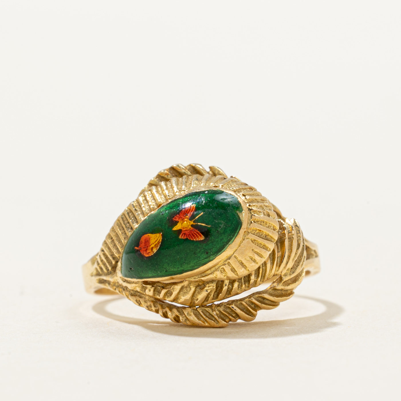 18k Yellow Gold & Enamel Butterfly Ring | SZ 5.25