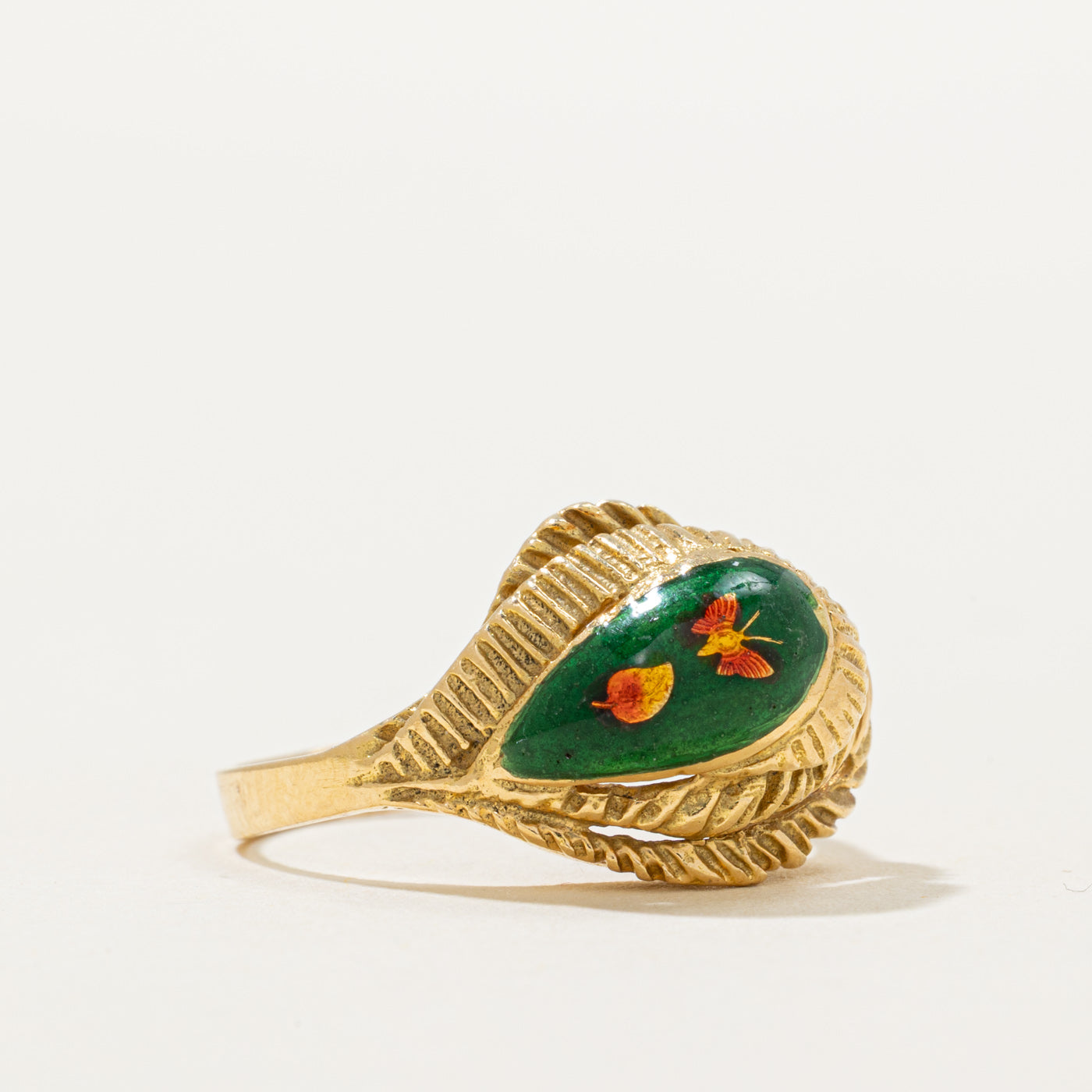 18k Yellow Gold & Enamel Butterfly Ring | SZ 5.25