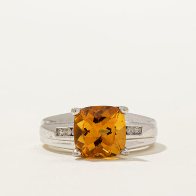 Citrine & Diamond Cocktail Ring | 2.40ct, 0.05ctw | SZ 8