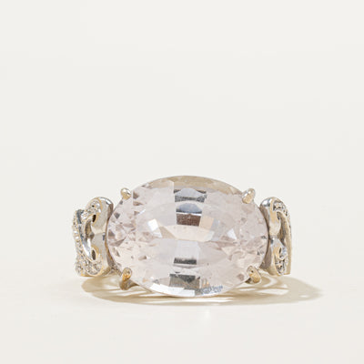 Kunzite & Diamond Cocktail Ring | 14.00ct, 0.08ctw | SZ 5