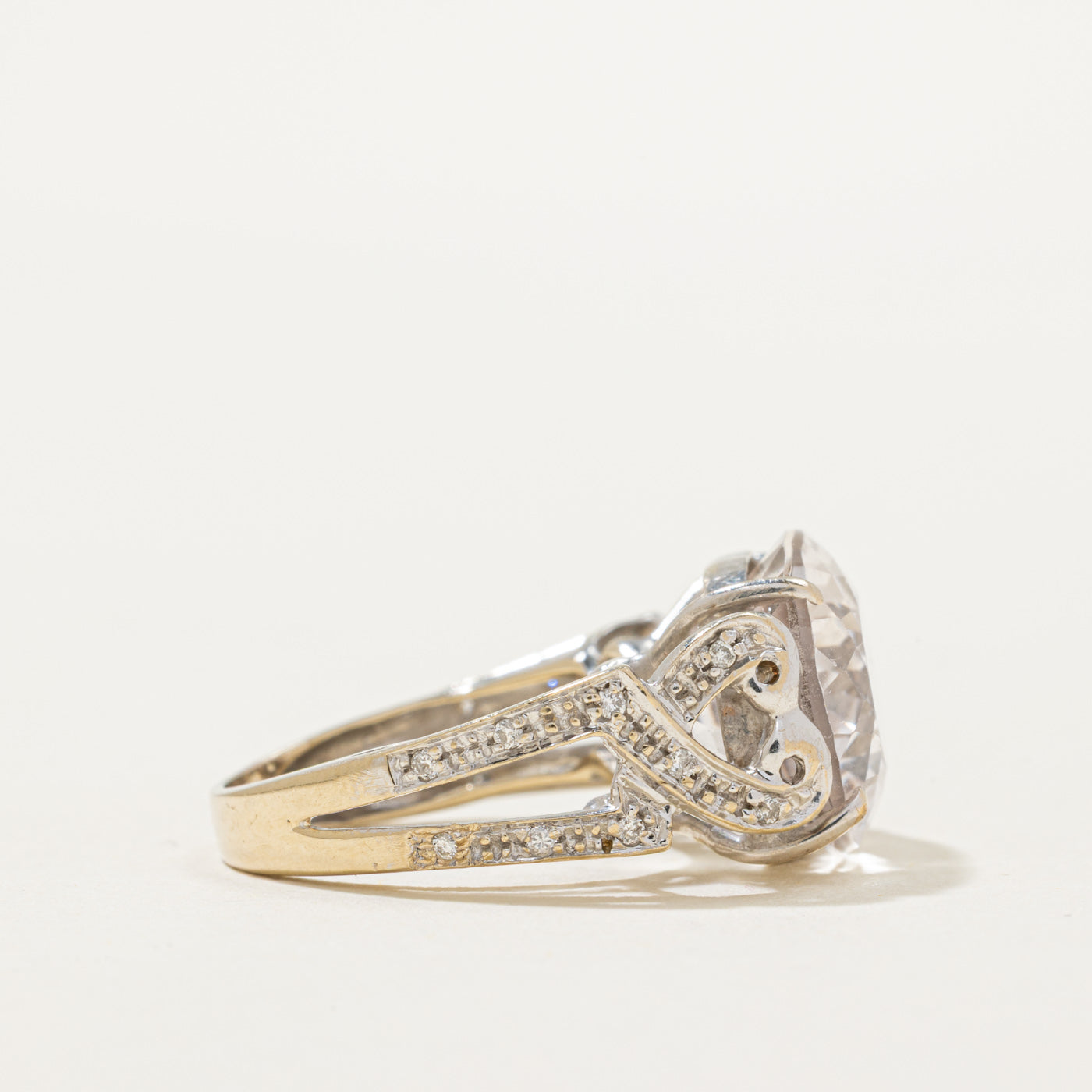 Kunzite & Diamond Cocktail Ring | 14.00ct, 0.08ctw | SZ 5