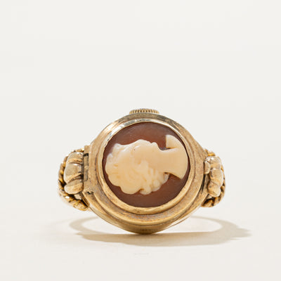 Antique 'Rotary' Shell Cameo Watch Ring | 3.00ct | SZ 5.5