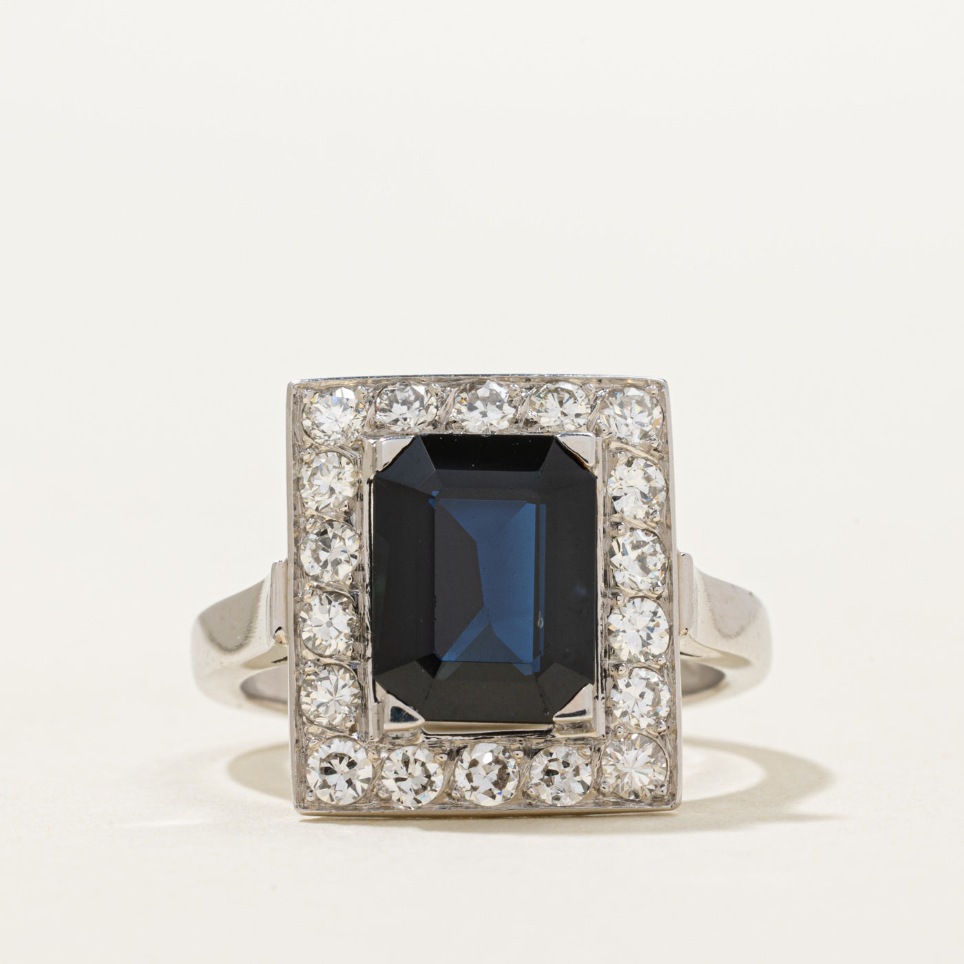 French Hallmarked Diamond & Sapphire Ring | 0.90ctw | 3.35ct | SZ 7