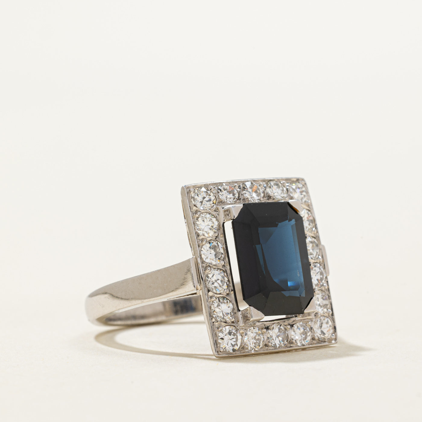 French Hallmarked Diamond & Sapphire Ring | 0.90ctw | 3.35ct | SZ 7