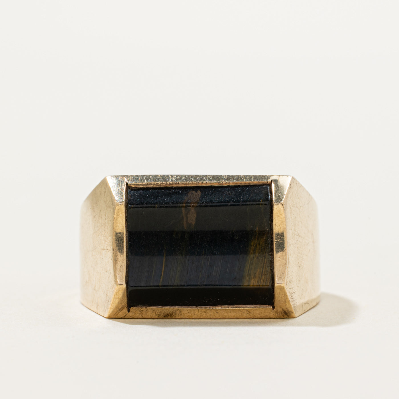 Tigers Eye Quartz Inlay Cocktail Ring | 3.50ct | SZ 11