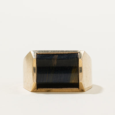 Tigers Eye Quartz Inlay Cocktail Ring | 3.50ct | SZ 11