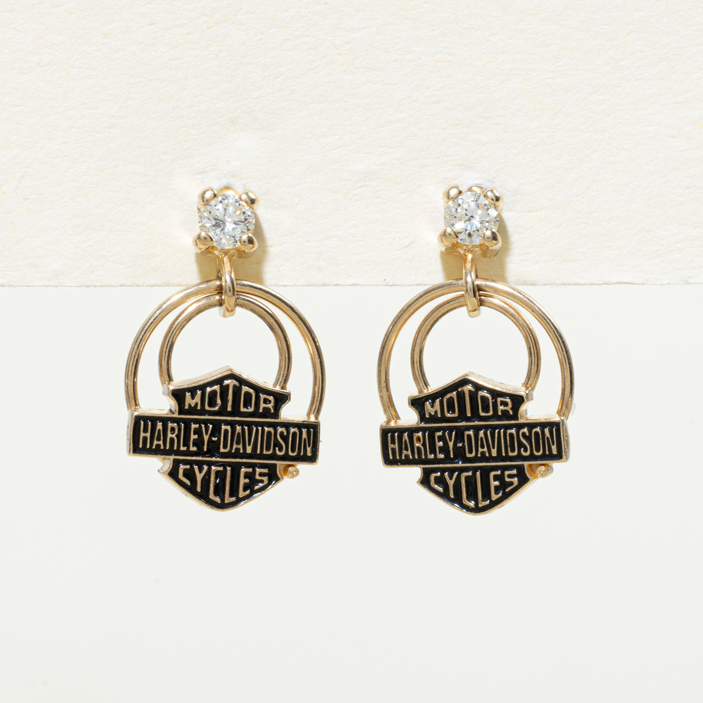 'Harley Davidson' Diamond Drop Earrings | 0.20ctw