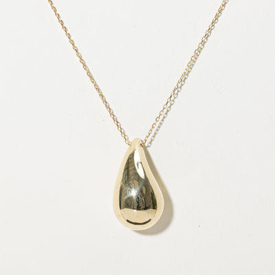 18k Yellow Gold Teardrop Pendant Necklace | 17