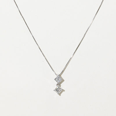 Princess Cut Diamond Drop Pendant Necklace | 0.43ct | 18