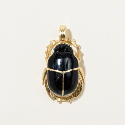 18k Yellow Gold & Enamel Egyptian Scarab Pendant