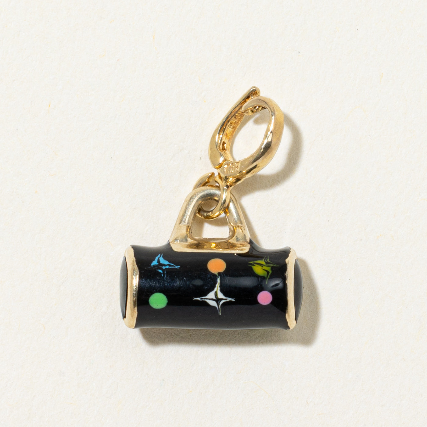 18k Yellow Gold Enamel Purse Charm