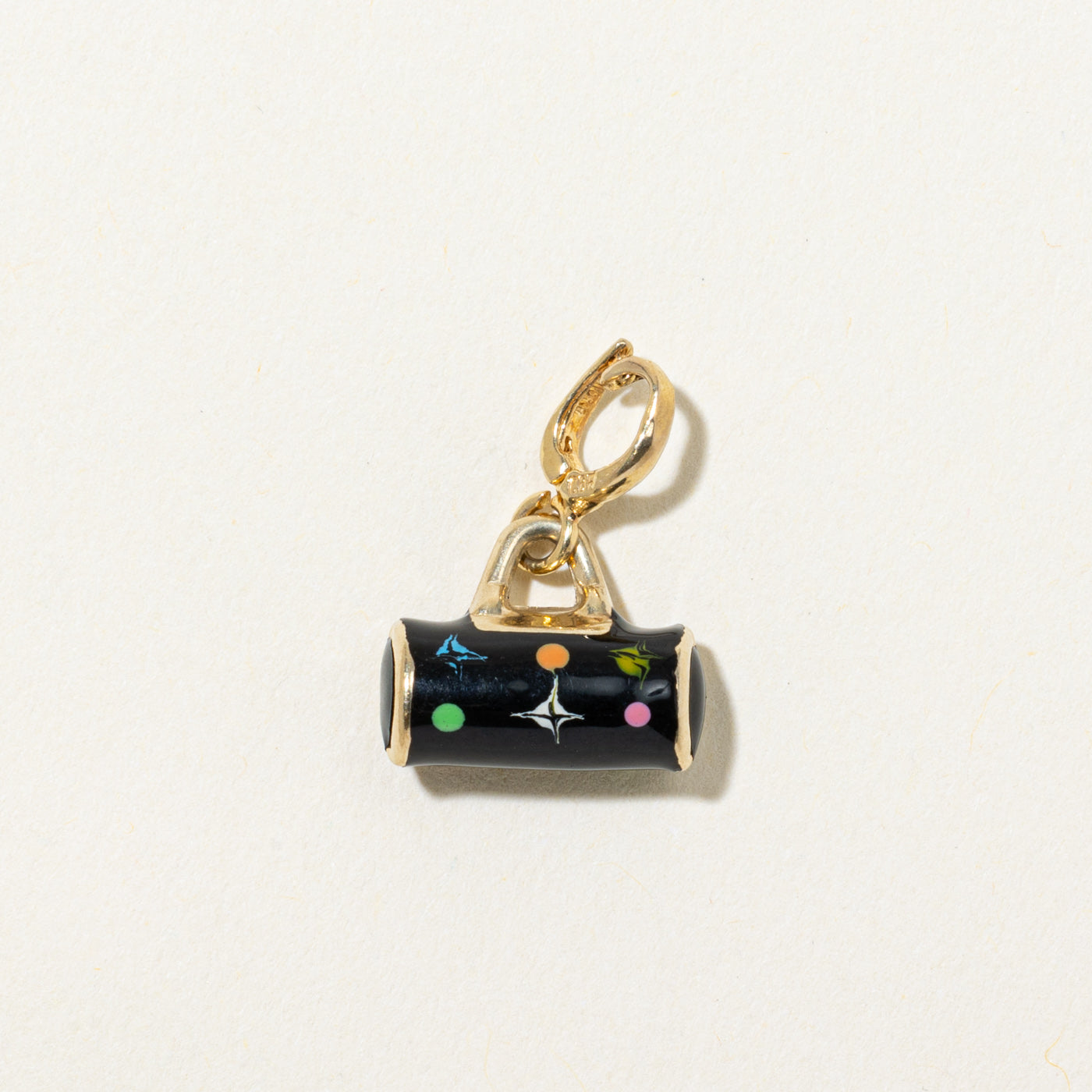 18k Yellow Gold Enamel Purse Charm