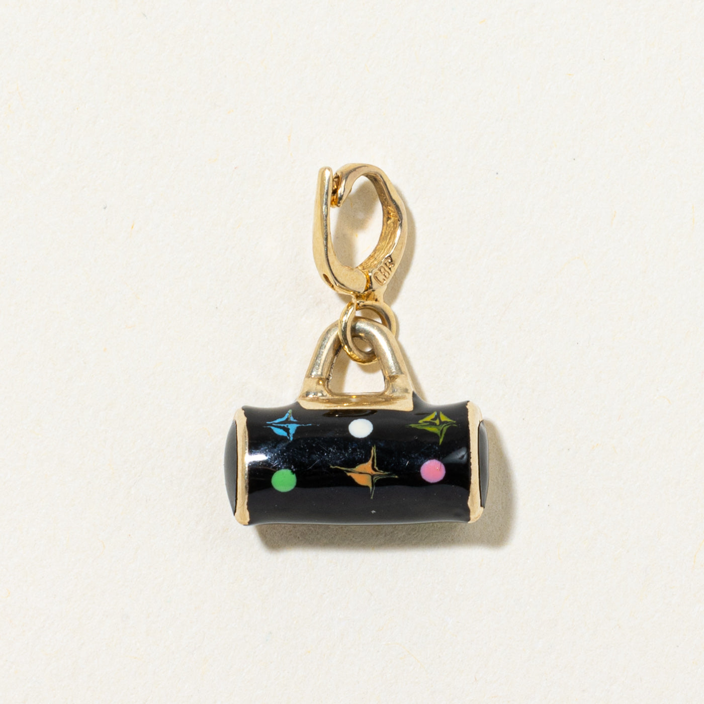 18k Yellow Gold Enamel Purse Charm