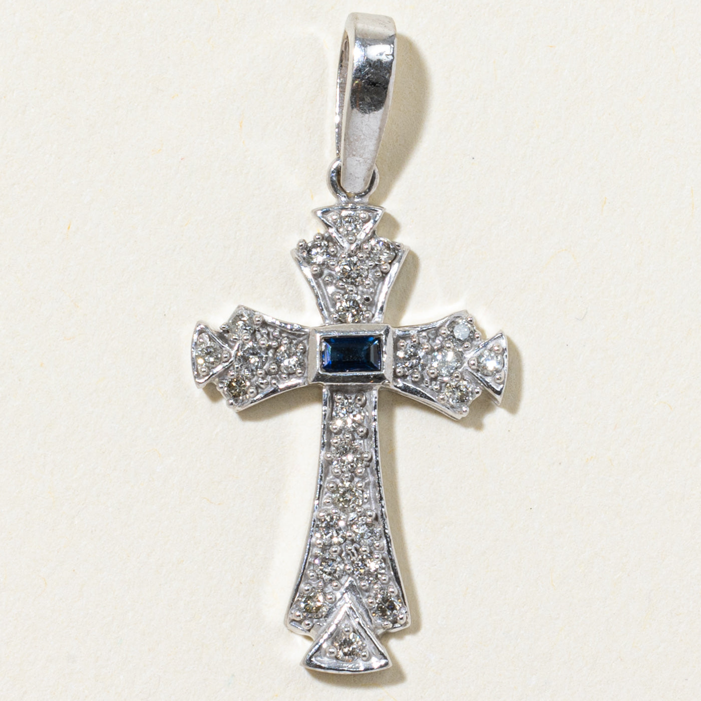 Sapphire & Diamond Cross Pendant | 0.60ct, 0.18ctw