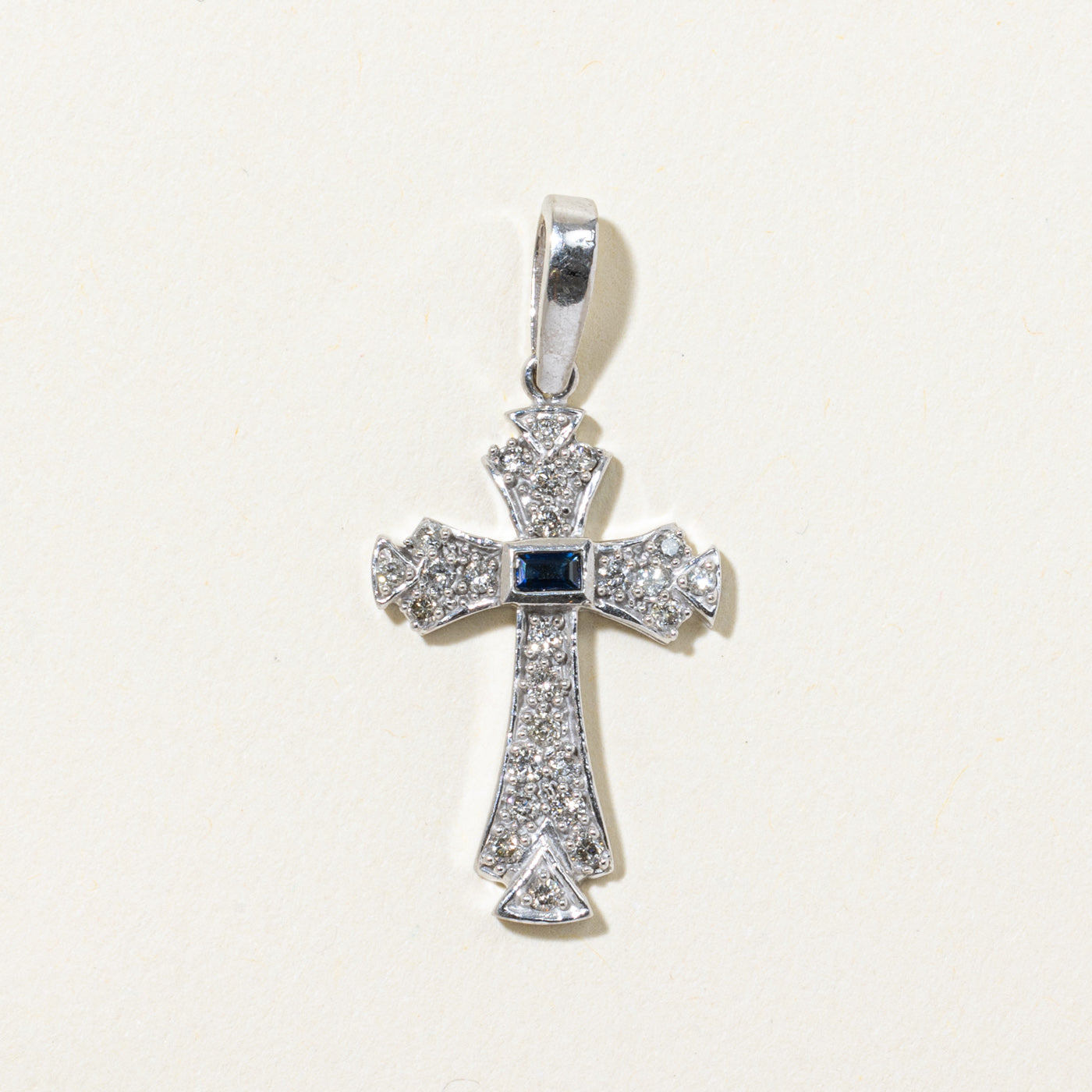 Sapphire & Diamond Cross Pendant | 0.60ct, 0.18ctw