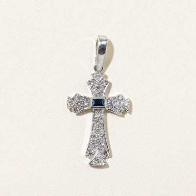 Sapphire & Diamond Cross Pendant | 0.60ct, 0.18ctw