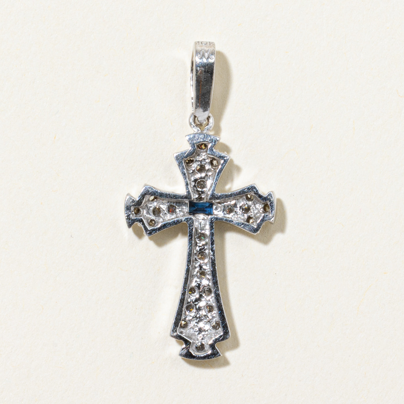Sapphire & Diamond Cross Pendant | 0.60ct, 0.18ctw