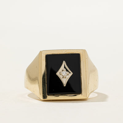 Onyx & Diamond Cocktail Ring | 2.50ct, 0.02ct | SZ 13.5